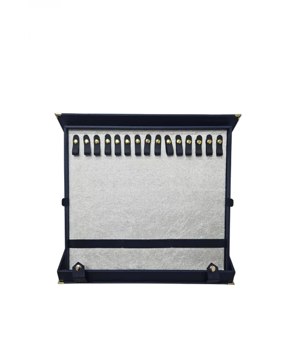 30 lu Tesbih Kutusu ve Çantası Lacivert Deri (ÇıtÇıtlı) 34x38 cm