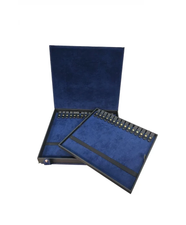 30 lu Tesbih Kutusu ve Çantası (ÇıtÇıtlı) Süet 34x38 cm Lacivert