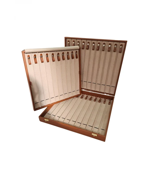 32li Iki Katlı Tesbih (ahşap Kasa) Deri Çanta& Kutu Taba 35x38 Cm