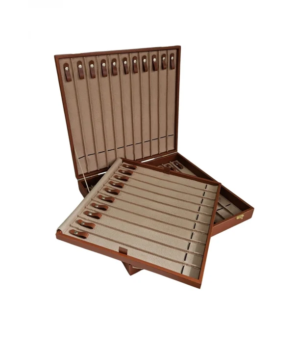 32li Iki Katlı Tesbih (ahşap Kasa) Deri Çanta& Kutu Taba 35x38 Cm