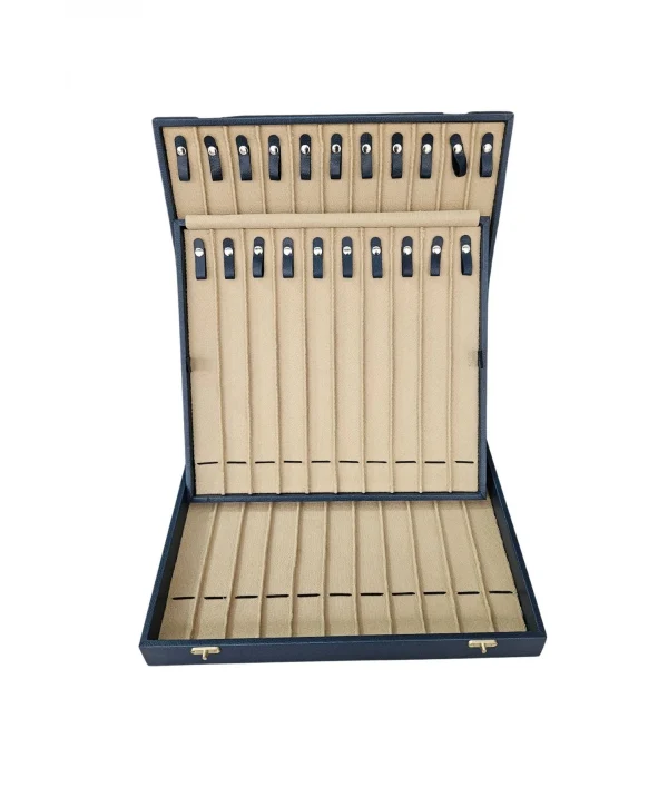 32li Iki Katlı Tesbih (ahşap Kasa) Deri Çanta& Kutu Lacivert 35x38 Cm