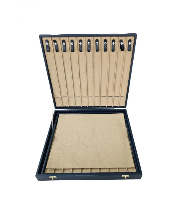 32li Iki Katlı Tesbih (ahşap Kasa) Deri Çanta& Kutu Lacivert 35x38 Cm