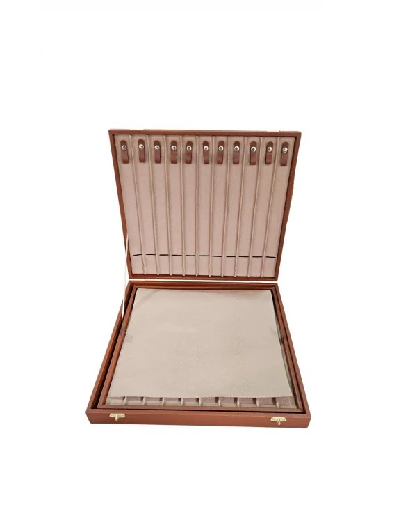 32li Iki Katlı Tesbih (ahşap Kasa) Deri Çanta& Kutu Taba 35x38 Cm