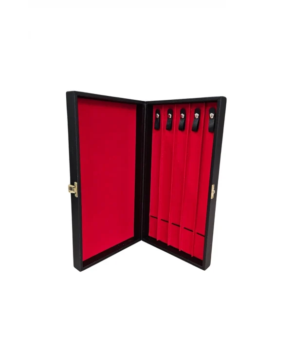 5li Tesbih Kutusu (ahşap Kasa) Siyah Deri 18x35 cm