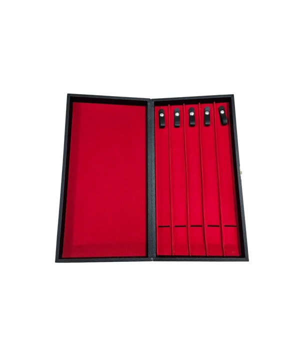 5li Tesbih Kutusu (ahşap Kasa) Siyah Deri 18x35 cm