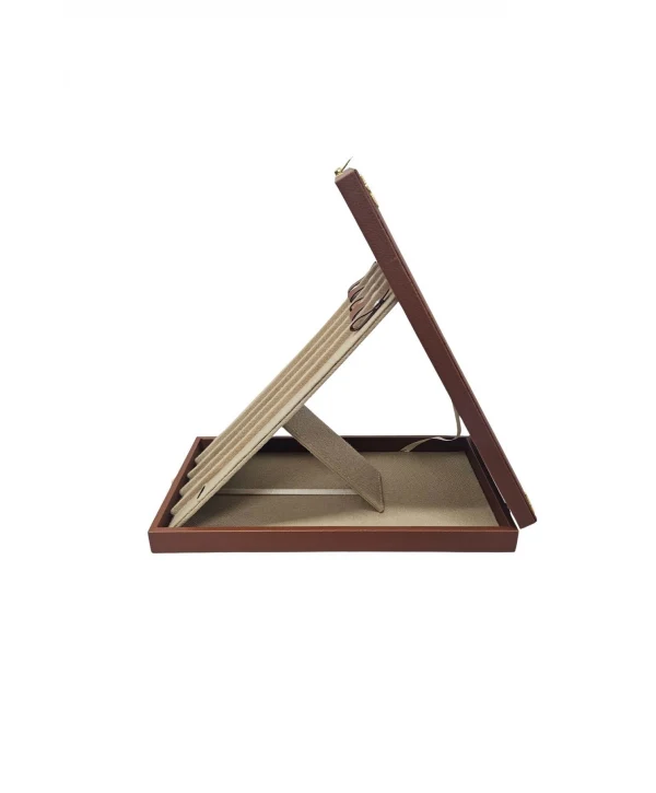 5li Tesbih Stand Şeklinde Tabla ve Kutusu (ahşap Kasa) Deri 18x35 cm Taba