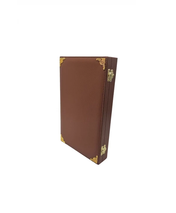 5li Tesbih Yatay Şekilde Tabla ve Kutusu (ahşap Kasa) Deri 18x35 cm Taba
