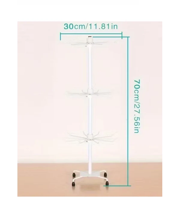 Büyük Boy Beyaz 3 katlı Döner Metal Kolye&zincir Ve Tesbih Takı Standı Organizatör 60 Cm