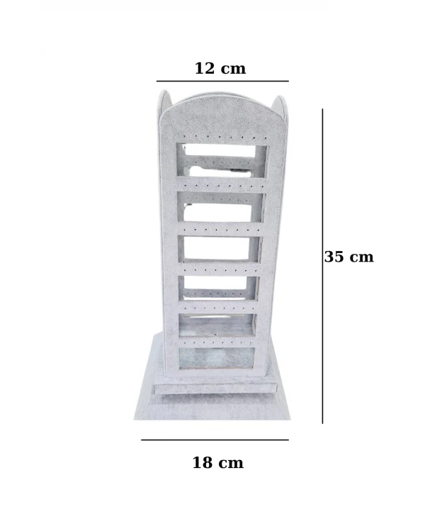 96 lı 360 Döner Küpelik Standı Süet Gri (18 x35 cm)