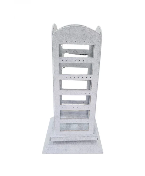 96 lı 360 Döner Küpelik Standı Süet Gri (18 x35 cm)