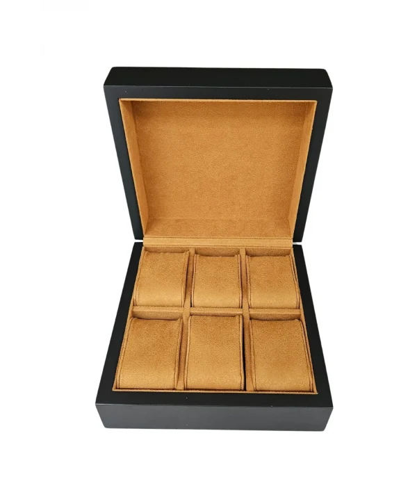 Ahşap Koleksiyonluk Lüx 6 Lı Saat Çantası,kutusu (Lake) Siyah