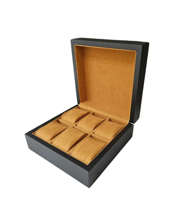 Ahşap Koleksiyonluk Lüx 6 Lı Saat Çantası,kutusu (Lake) Siyah