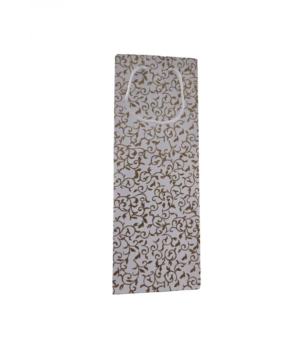 Altın Desenli Beyaz (25 Li Paket ) Karton Çanta 10x26