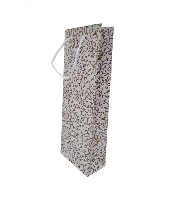 Altın Desenli Beyaz (25 Li Paket ) Karton Çanta 10x26