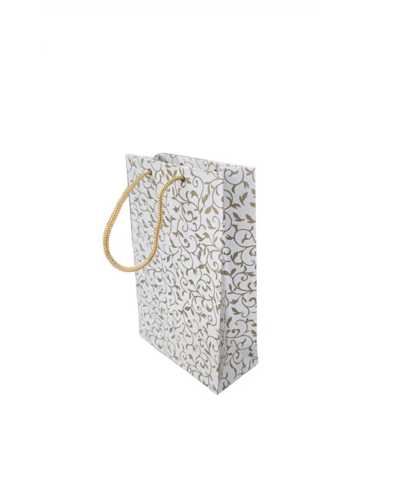 Altın Desenli Beyaz (25 Li Paket )karton Çanta 12x17