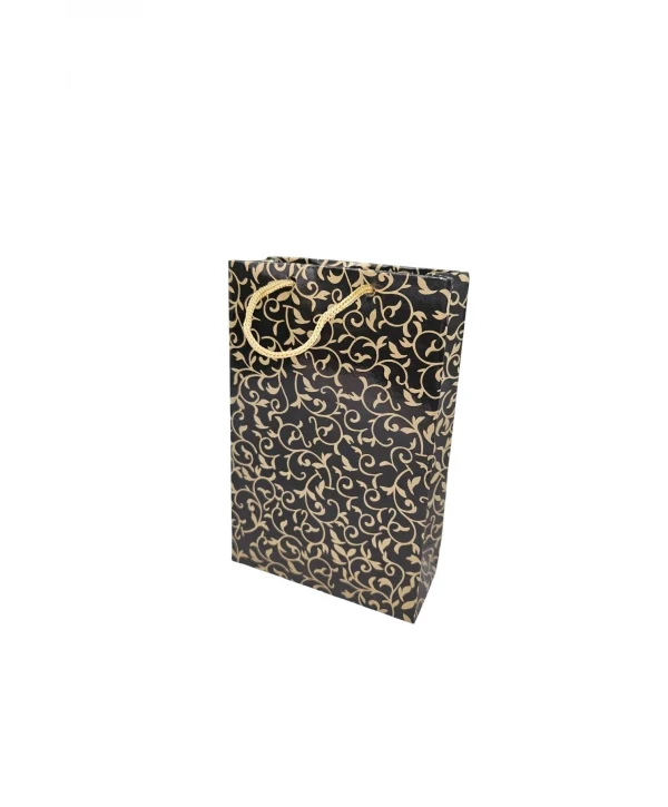 Altın Desenli Siyah (25 Li Paket )karton Çanta 12x17