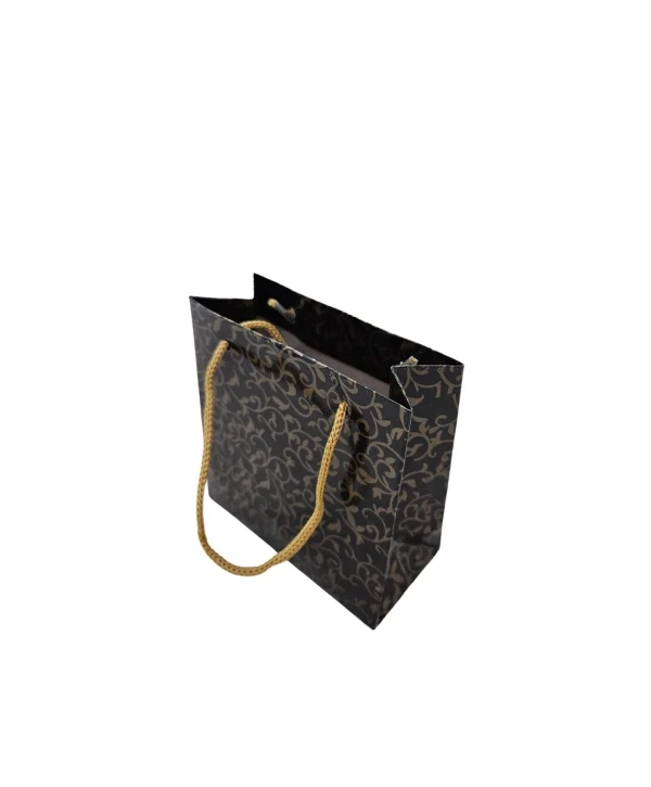 Altın Desenli Siyah (50 Li Paket )karton Çanta 11x11
