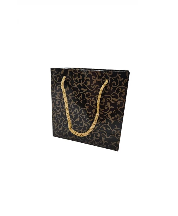 Altın Desenli Siyah (50 Li Paket )karton Çanta 11x11