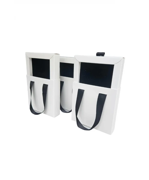 Beyaz 12 Adet Çekmeceli ve Çantalı Karton Kolye&Mini set Kutusu (12x12 cm )