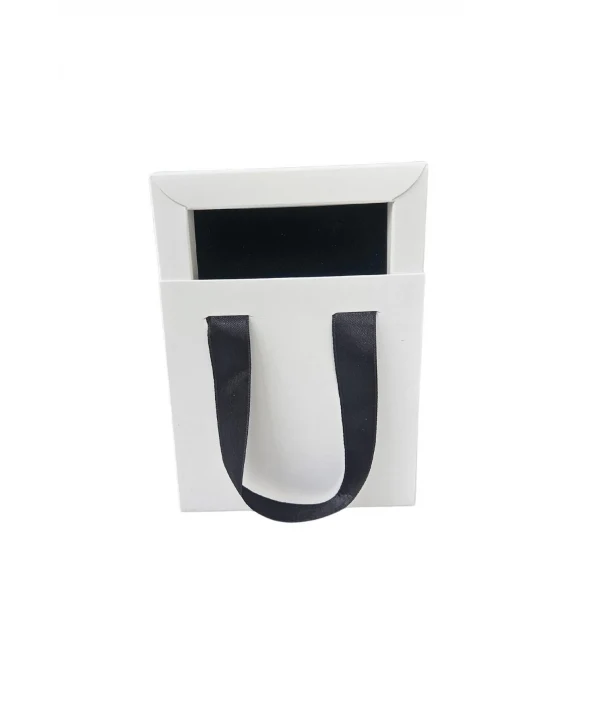 Beyaz 6 Adet Çekmeceli ve Çantalı Karton Kolye&Mini set Kutusu (12x12 cm )