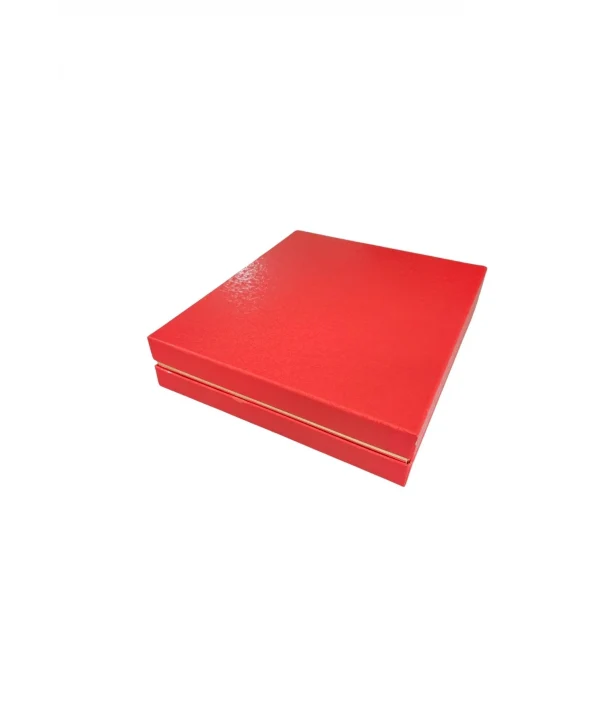 Büyük Set Kutusu Karton Desenli Kırmızı (18x21 Cm) (içi Süngerli)