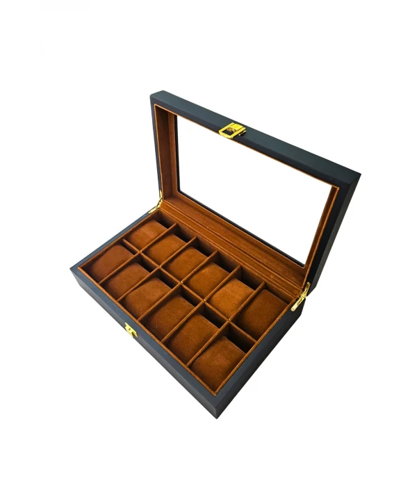 Camlı İthal 12 li Ahşap Büyük Boy Takı, Seyahat Ve Saat Çantası,kutusu Siyah (20x30 Cm )