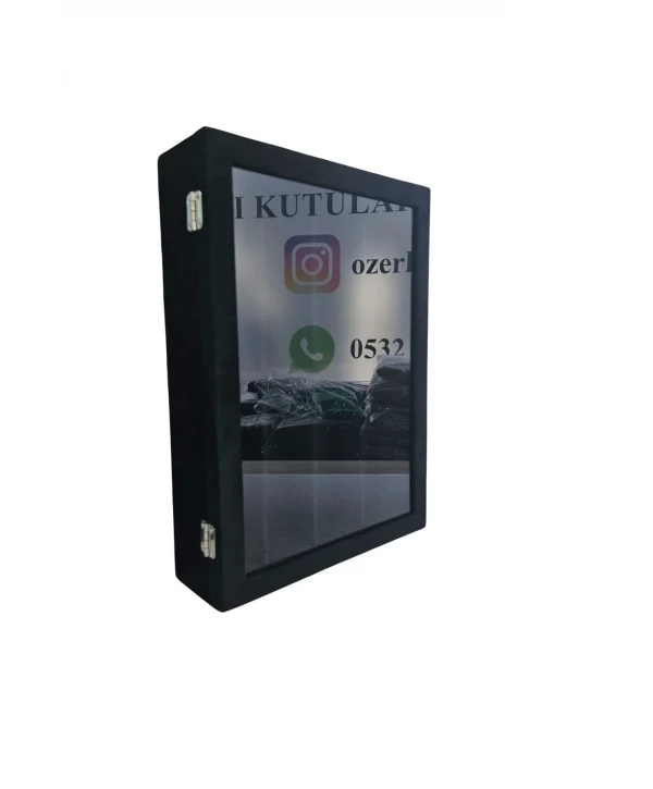 Camlı Kapaklı 8 Bölmeli Gözlük Kutusu,takı Kutusu Ve Çantası Siyah Süet