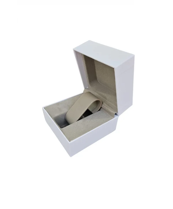 Cilt Bezi Menteşeli Aparatlı Saat Kutusu (Beyaz)