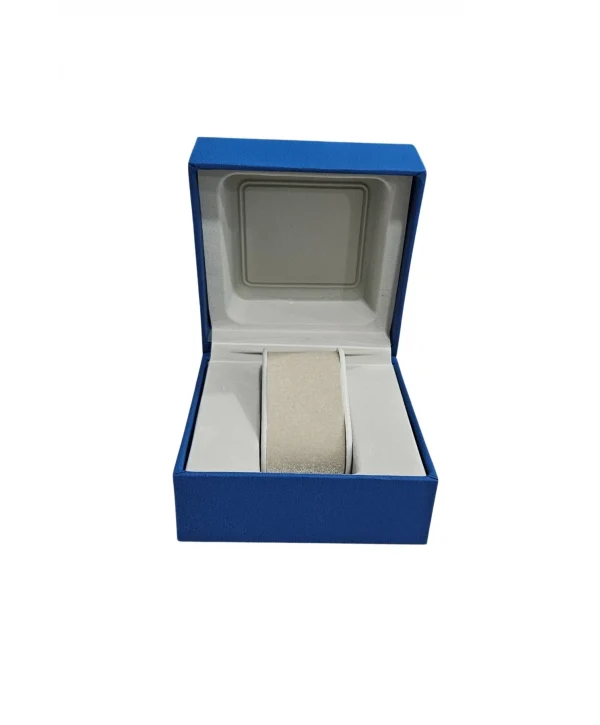 Cilt Bezi Menteşeli Aparatlı Saat Kutusu (Mavi)