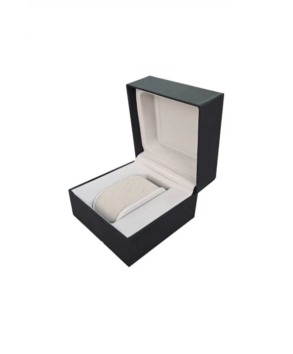 Cilt Bezi Menteşeli Aparatlı Saat Kutusu (Siyah)