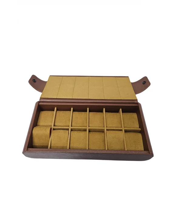 Deri 12 li Saat Çantası Yandan Çıtçıtlı (Taba)