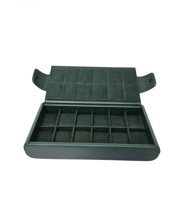 Deri 12 li Saat Çantası Yandan Çıtçıtlı (Yeşil)