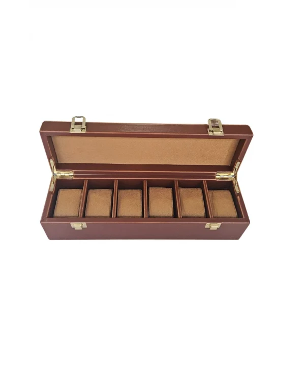 Deri Lüx 6 Lı Saat Çantası,Kutusu Kilitli (Taba)