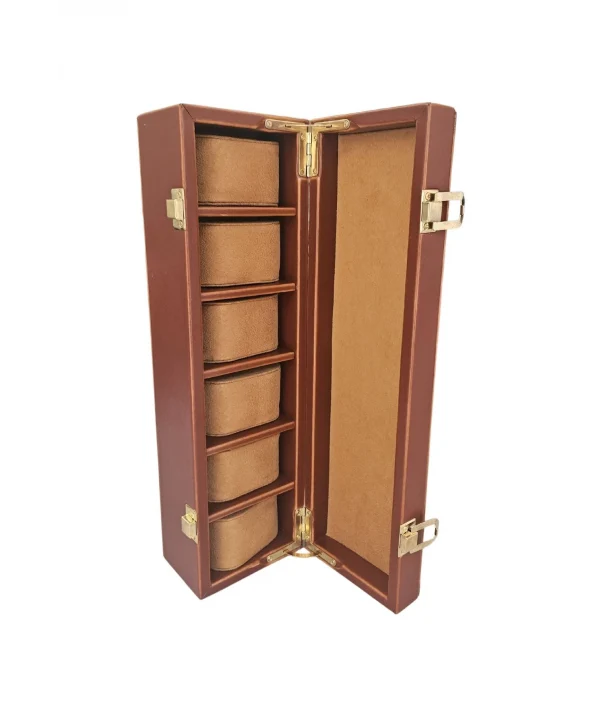 Deri Lüx 6 Lı Saat Çantası,Kutusu Kilitli (Taba)