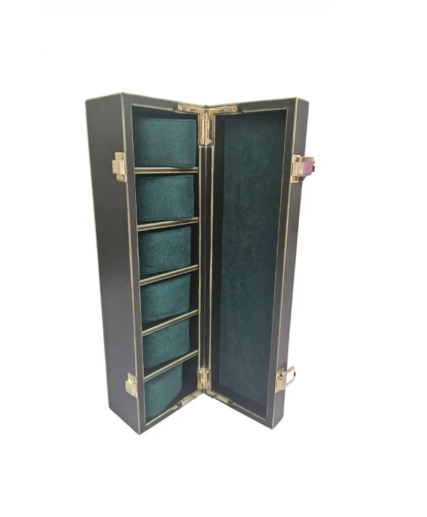 Deri Lüx 6 Lı Saat Çantası,Kutusu Kilitli (Yeşil)