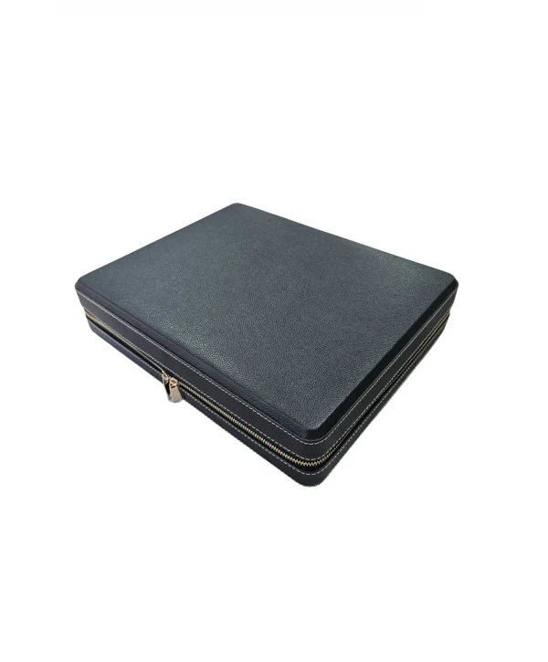 Deri luxury 18 Li Saat Çantası,kutusu Fermuarlı Siyah (31X38 cm)