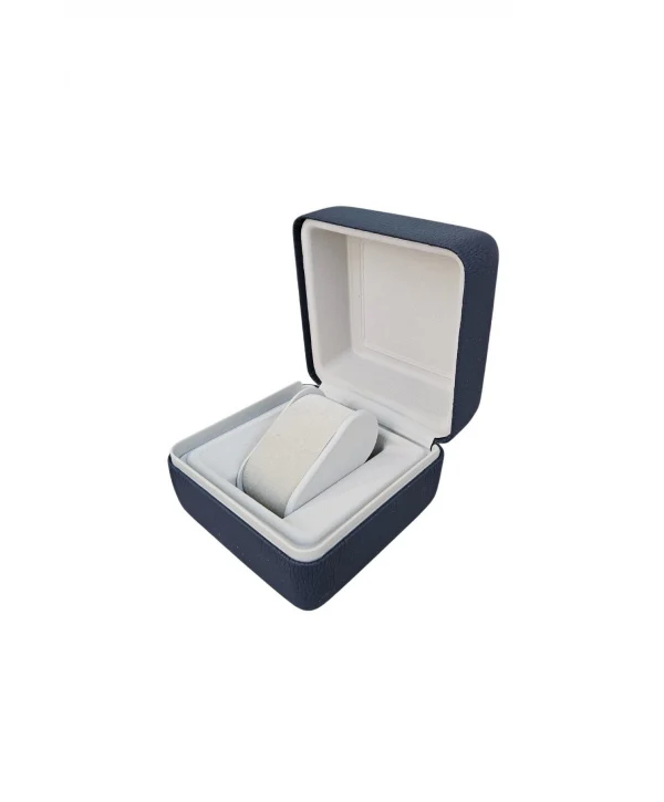 Deri Menteşeli Aparatlı Saat Kutusu (Lacivert)