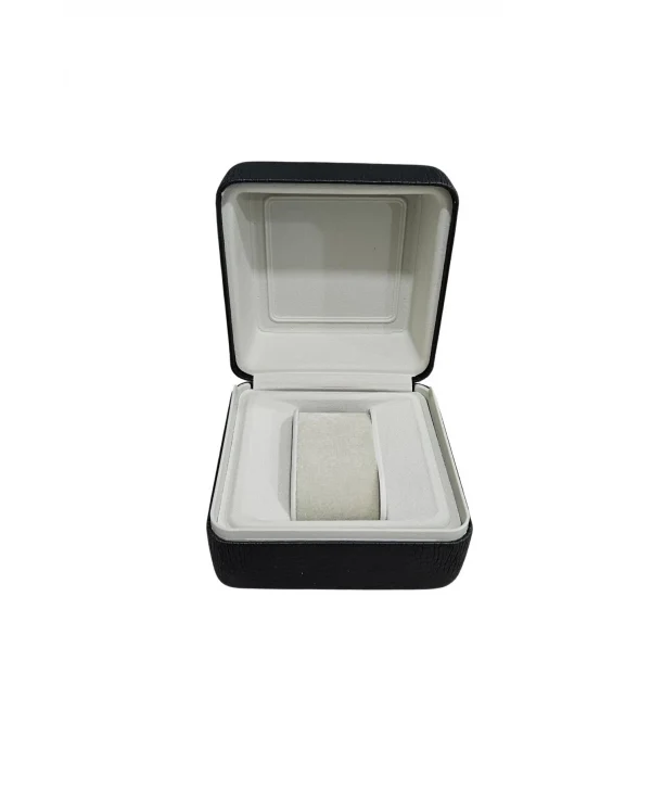 Deri Menteşeli Aparatlı Saat Kutusu (Siyah)