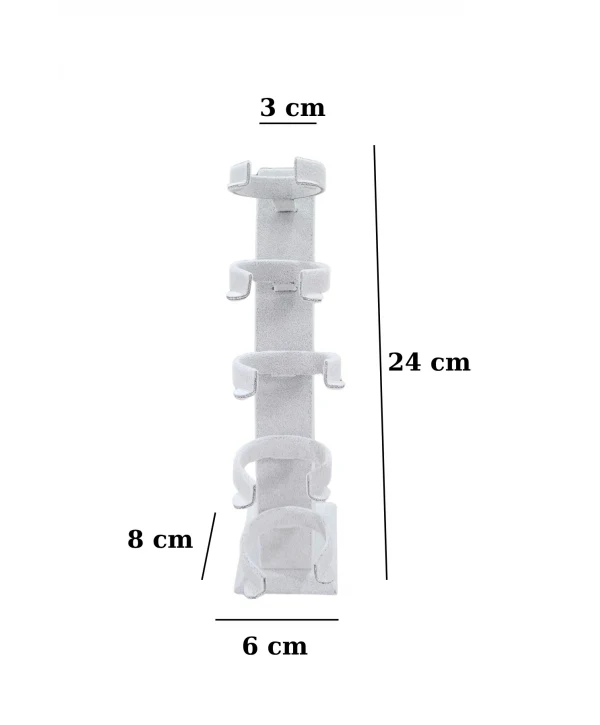 Dik 5 li Kelepçe & Bilezik Standı Süet Tekli Gri (24 cm)