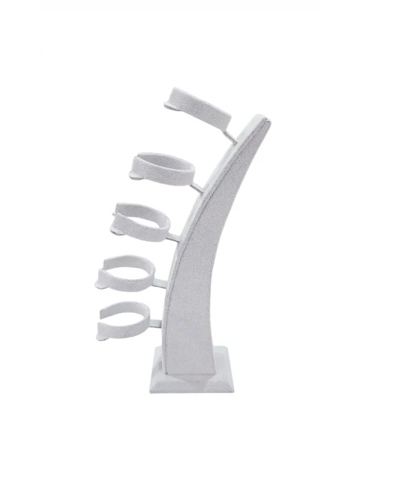 Dik 5 li Kelepçe & Bilezik Standı Süet Tekli Gri (24 cm)