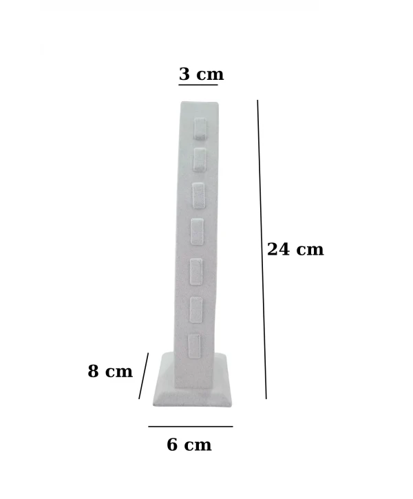 Dik 7 li Yüzüklük Standı Süet Tekli Gri (24 cm)