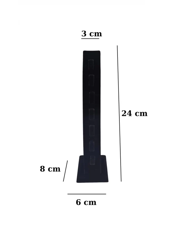 Dik 7 li Yüzüklük Standı Süet Tekli Siyah (24 cm)