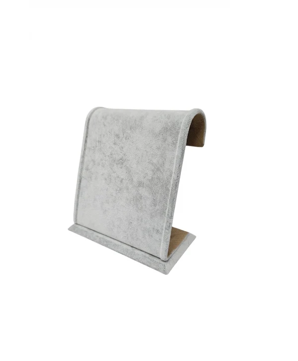 Dik Geniş S Bileklik&Zincir Standı Süet 12 Metal askılı (17 cm) Gri