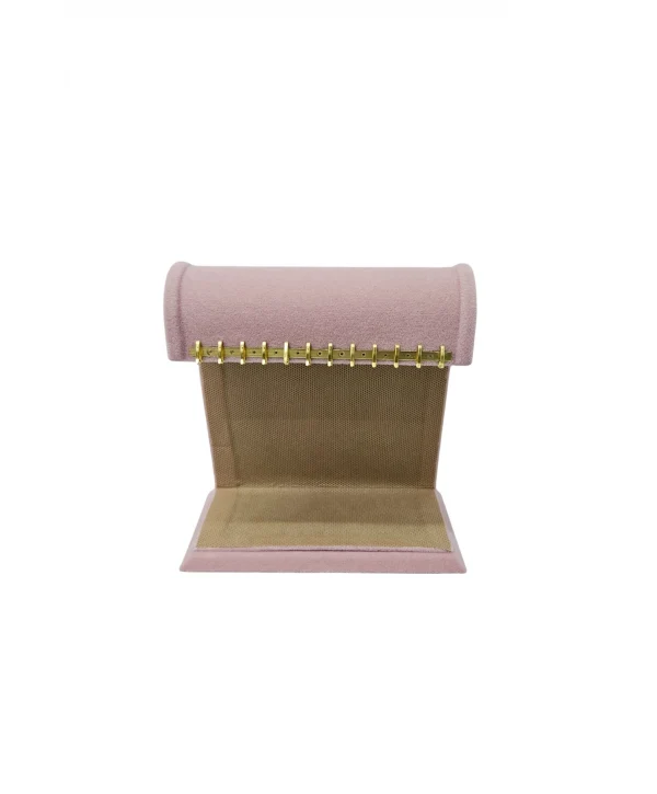 Dik Geniş S Bileklik&Zincir Standı Süet 12 Metal askılı (17 cm) Pembe