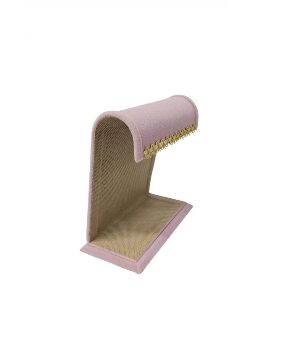 Dik Geniş S Bileklik&Zincir Standı Süet 12 Metal askılı (17 cm) Pembe