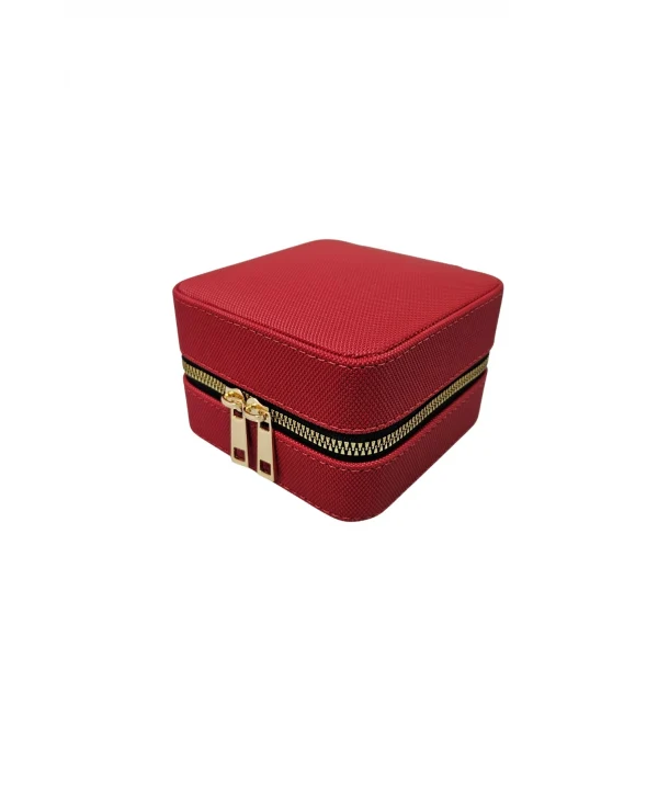 Fermuarlı Takı, Seyahat Ve Mücevher Çantası,kutusu Kırmızı (11x11 Cm )
