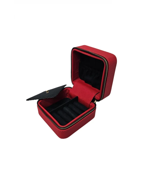 Fermuarlı Takı, Seyahat Ve Mücevher Çantası,kutusu Kırmızı (11x11 Cm )