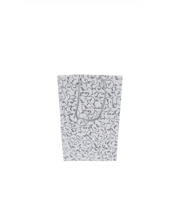 Gümüş Desenli Beyaz (25 Li Paket )karton Çanta 12x17