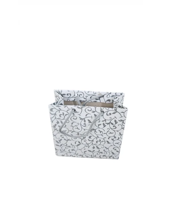 Gümüş Desenli Beyaz (50 Li Paket )karton Çanta 11x11