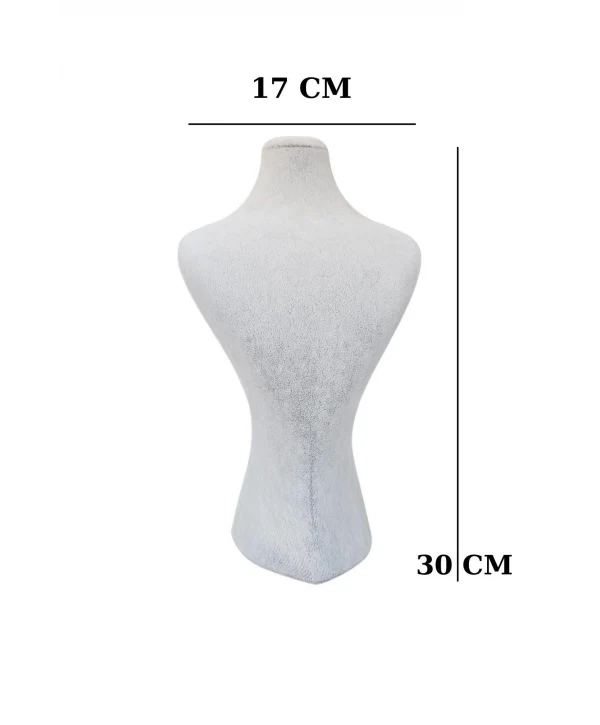 İNCİ Kolye & Gerdanlık Sergileme Mankeni Gri Süet 30 Cm 2.boy